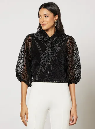 Leopard Print Top Black 