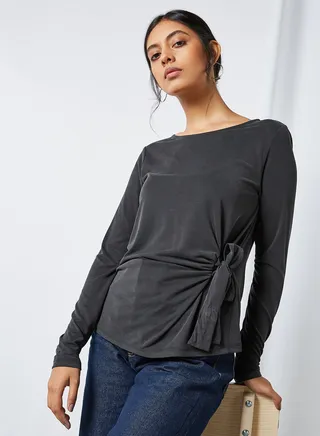 Free Life Bow Tie Top Black 