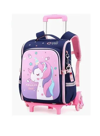 Children Trolley School Bags Large Capacity Kids' Bookbag Students Rolling Backpack Travel Wheeled Kids' Luggage Bag for Elementary Girls Schoolbag 