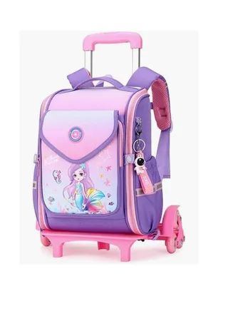 Children Trolley School Bags Large Capacity Kids' Bookbag Students Rolling Backpack Travel Wheeled Kids' Luggage Bag for Elementary Girls Schoolbag 