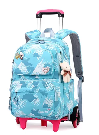 Rolling Backpack Travel Trolly BookBag School Wheeled Backpack for Boys Girls Kids Luggage School Bag with Wheels Trolley Backpack 