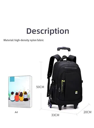 Students Backpack Trolley School Bags Large Capacity Wheeled Kids' Luggage Bag Rolling Sub Case Durable Book bag for Boys Girls Schoolbag 