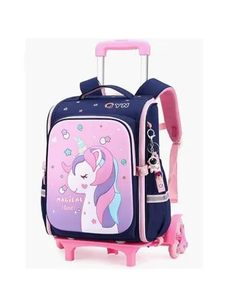 Children Trolley School Bags Large Capacity Kids' Bookbag Students Rolling Backpack Travel Wheeled Kids' Luggage Bag for Elementary Girls Schoolbag 