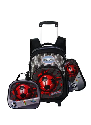 School Rolling backpack All in one Set of 3 (16 Inch), school bag set with Pencil case,lunch bag for boys and girls, back to school essential, trolley bag for school 