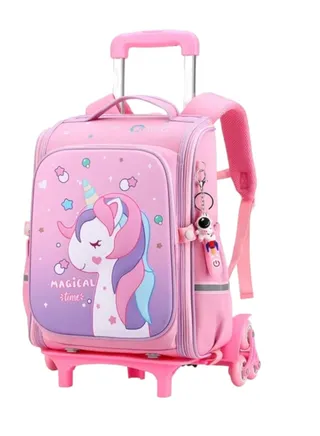 Backpack & Luggage Rolling Bags, Girls Luggage Trolley Case School Bags, Travel Vacation Backpacks with 6 Wheels 