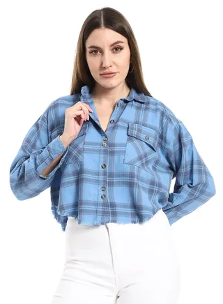 Blue & Grey Short Check Shirt 