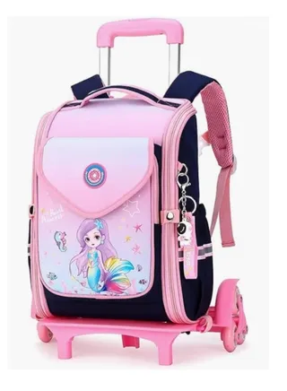 Children Trolley School Bags Large Capacity Kids' Bookbag Students Rolling Backpack Travel Wheeled Kids' Luggage Bag for Elementary Girls Schoolbag 