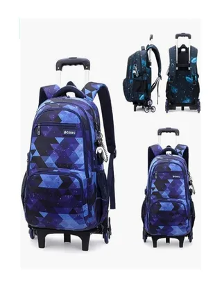 Kids Rolling Backpacks Fashion Printed Trolley School Bags Large Capacity Wheeled Kids' Luggage Bag for Elementary Boys Girls Schoolbag 