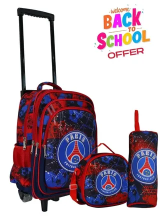 Kids School Trolley Backpack 3 Pcs set with Pencil Case and lunch bag for boys and girls 
