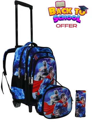 Kids School Trolley Backpack set of 3 With Pencil case and lunch bag for boys and girls 