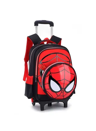 Children's Aix Wheeled Spider Man Trolley Backpack For Elementary School Students 