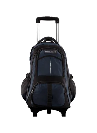 Unisex  Rolling Trolley Backpack with Adjustable Strap for School, College, Office, Business and Travel - 18 Inches Blue 
