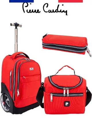 3 Piece Kids School Trolley Bag laptop compartment Big Wheels With Lunch bag & Pencil Case 