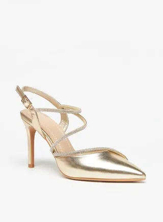 Women's Embellished Sandals with Buckle Closure 