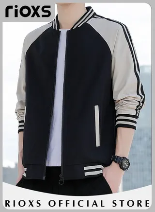 Men's Waterproof and Windproof Slim Fit Outdoor Jacket Autumn Crew Lined Lightweight Jacket With Standing Collar and Full Zipper 