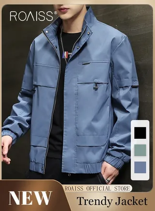 Men's Aviator Jacket Autumn And Winter Black Tops Men's Casual Business Stand-up Collar Jacket Jacket Casual Trend Workwear Men's Jacket 