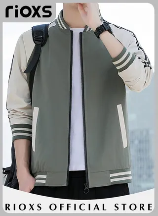 Mens Waterproof and Windproof Slim Fit Outdoor Jacket Autumn Crew Lined Lightweight Jacket With Standing Collar and Full Zipper 