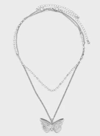 2 Pack Butterfly Pendant Necklace Set