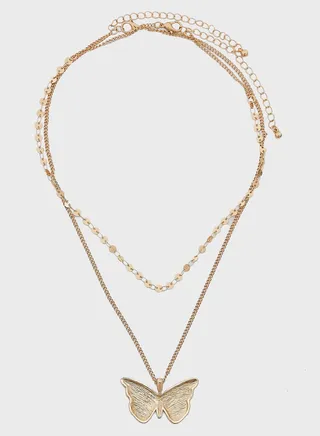 2 Pack Butterfly Pendant Necklace Set