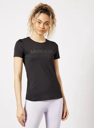 Mesh Panel Logo T-Shirt Black 