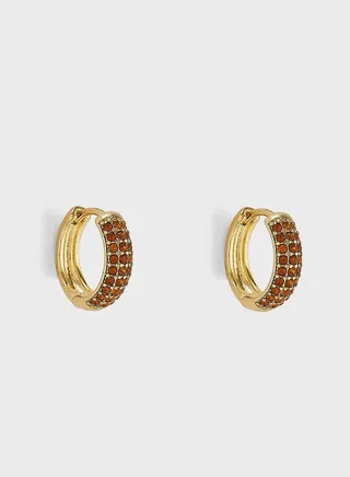 Embellished November Citrine Hoop Earrings