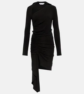 Asymmetric crepe minidress