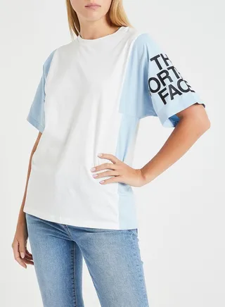 Block Logo Printed T-Shirt White/Blue 