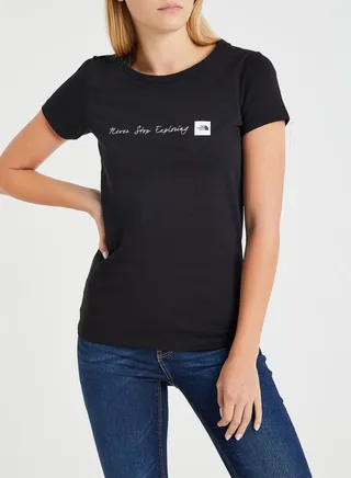 Never Stop Exploring Round Neck T-Shirt Black 