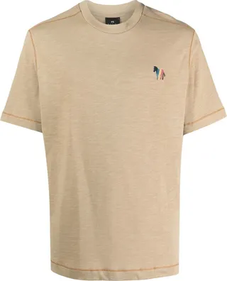 zebra-embroidered short-sleeve T-shirt