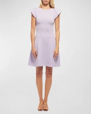 Kathryn Textured Flutter-Sleeve Mini Dress