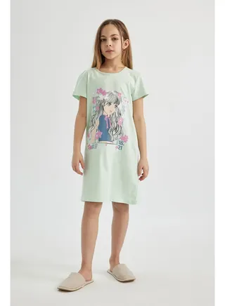 Girl Short Sleeve Homewear Dress 
