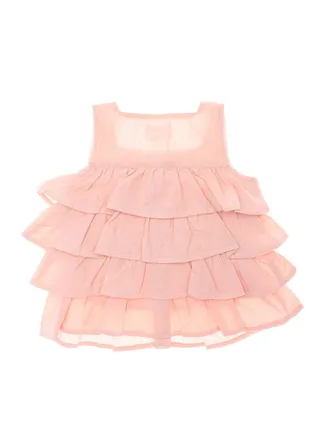 Layered Nude Stitched Cashmere Flowers Girls Dress 