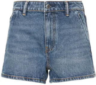 High-rise cotton denim shorts