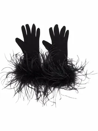 Feather-Trim Gloves
