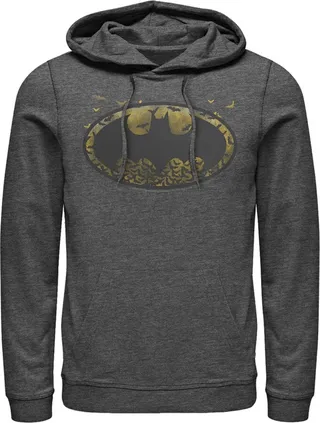 Men's Batman Bat Colony Logo Pull Over Hoodie - Charcoal Heather - Medium