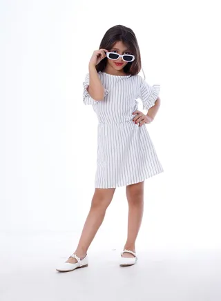 BEBO_Dress 1/2 km stripped_White 
