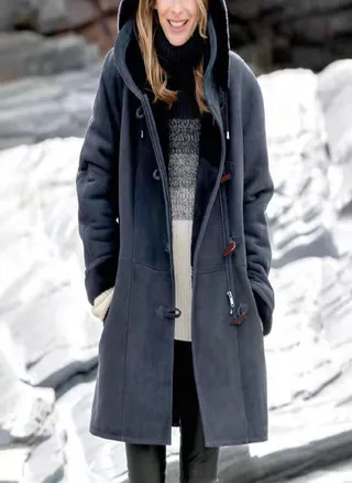 Women's Casual Fashion Loose Solid Color Hat Plus Fleece Collar Pocket Jacket Winter 