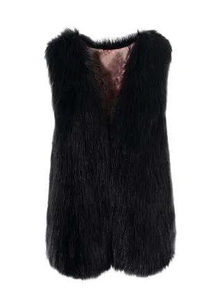 Ramidos Womens Sleeveless Faux Fur Waistcoat Solid Collor Winter Loose Vest Coat 