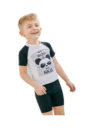 Cartoon Quick  Swimwear With Cap White/Green 