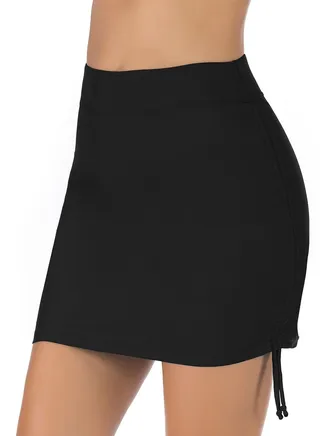 Solid Color Plunge Swim Shorts Black 