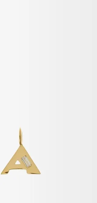 Deco Diamond & 18kt Gold Alphabet A-m Charm