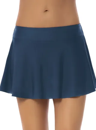 Solid Color Plunge Swim Shorts Dark Blue 