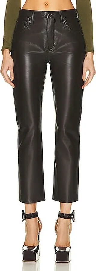 Citizens of Humanity Jolene High Rise Vintage Slim Recycled Leather in Brown