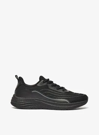 Womens Textured Lace-Up Trainer Shoes 