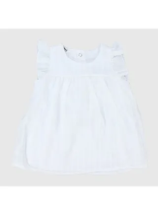 White Ruffled Sleeveless Dress 