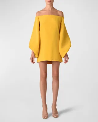 Stacey Off-The-Shoulder Balloon-Sleeve Mini Dress