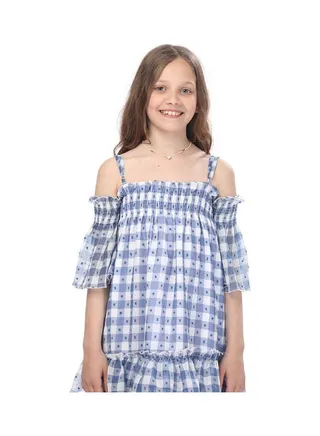 Off Shoulder Light  Dress Blue 