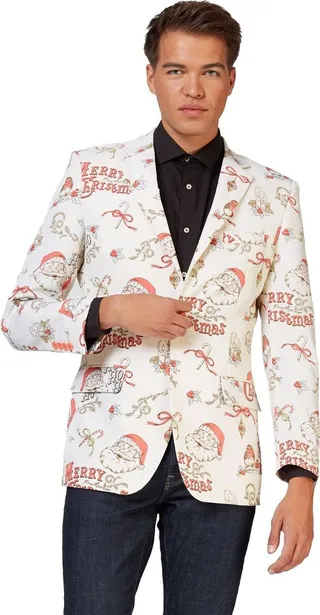 OppoSuits Men's Blazer - Christmas Vintage - Beige - Size: US 40