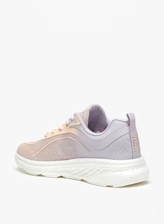 Womens Textured Trainer Shoes with Lace-Up Closure 