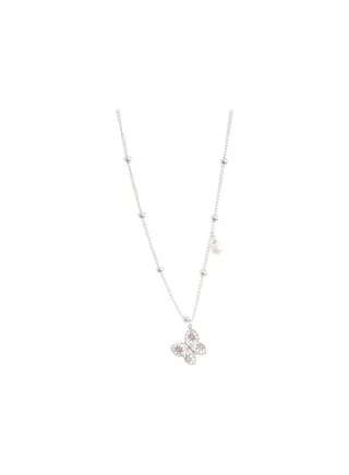 Beads with Butterfly Silver Necklace 